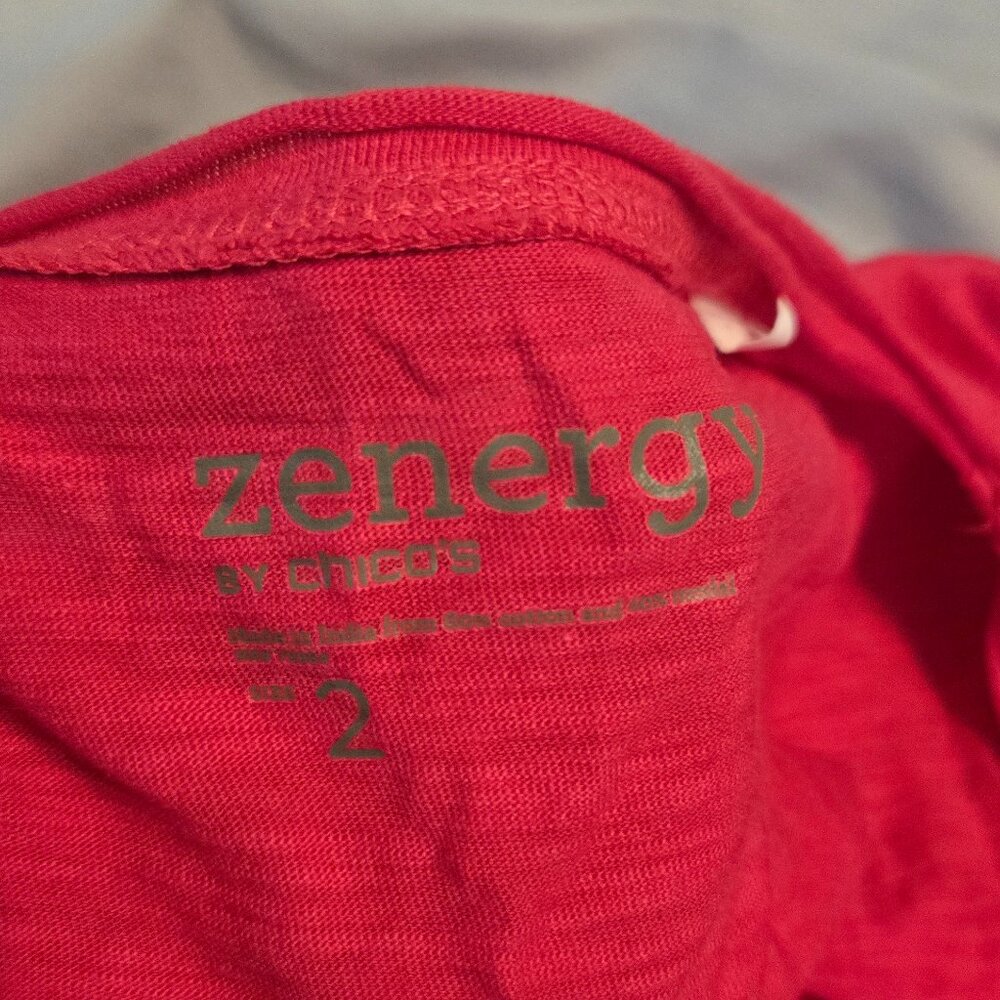 Chico's Zenergy Pink Sequin Top -Size 2 - EUC - Picture 2 of 4